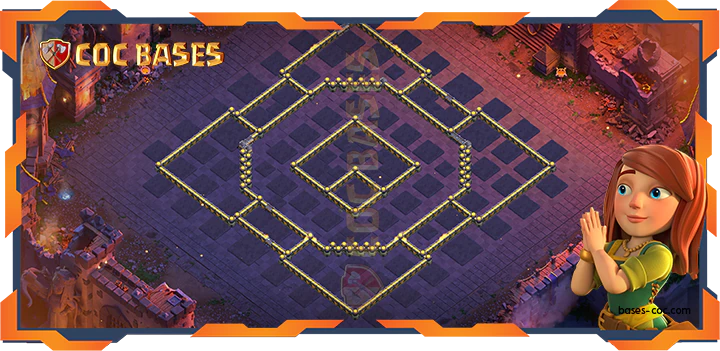 Walls - Top War Base TH18 with Link, Anti 2 Star, Defense, Hybrid Layout - Clash of Clans (114)
