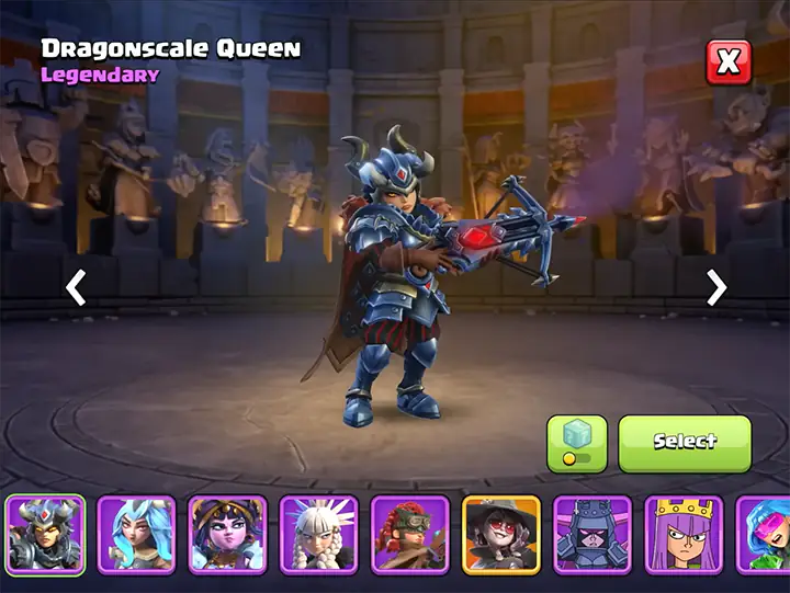 DragonScale Queen - New skin for Archer Queen in Dragon Escape Season March 2026