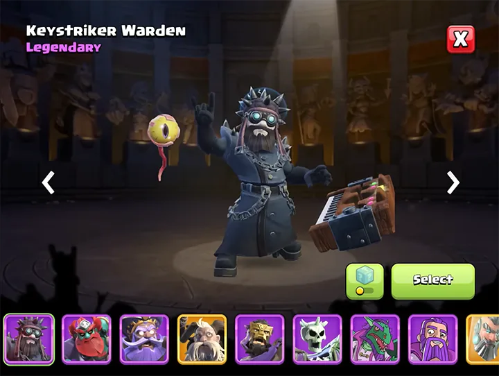 Keystriker Warden - New skin for Grand Warden in Sound of Clash season April 2026 - Clash of Clans
