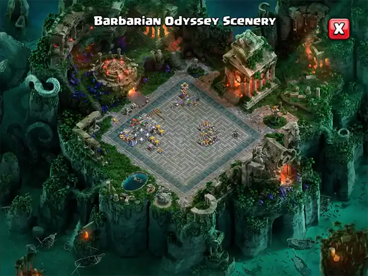 Barbarian Odyssey Scenery 01 - Season July 2026 - Clash of Clans