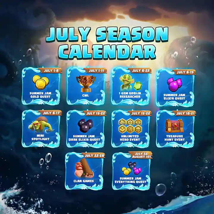 Clash of Clans Bases 106 Calender of Barbarian Odyssey Season July 2026 - Clash of Clans