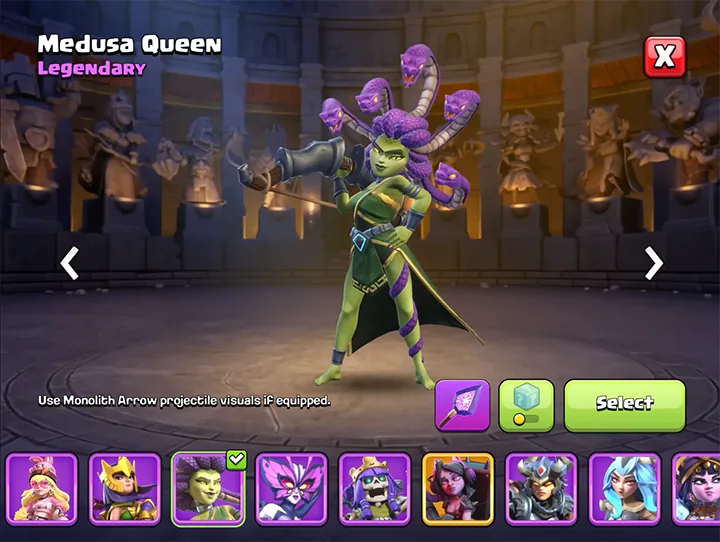 Medusa Queen - New skin for Archer Queen in Barbarian Oydssey Season July 2026 Clash of Clans